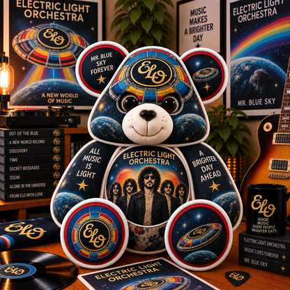 Electric Light Orchestra (ELO) Custom Shaped Bear Pillow – Classic Rock Music Inspired Gift for Fans