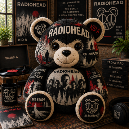 Radiohead Bear Custom Shaped Pillow – Alternative Rock Music Fan Gift