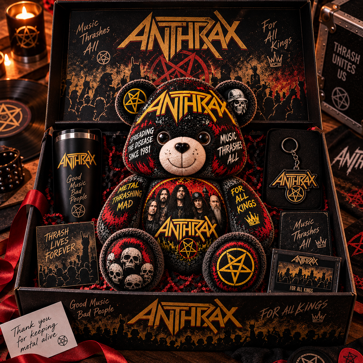 Anthrax Bear Custom Shaped Pillow – Thrash Metal Music Fan Gift