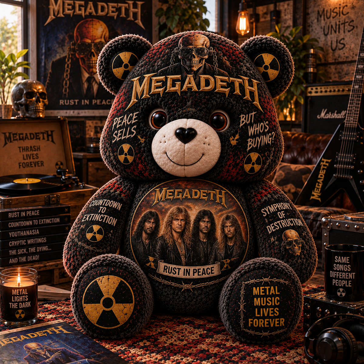 Megadeth Bear Custom Shaped Pillow – Thrash Metal Fan Gift
