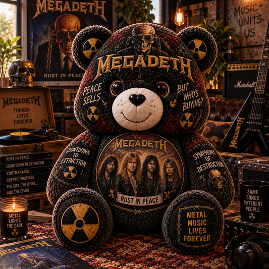 Megadeth Bear Custom Shaped Pillow – Thrash Metal Fan Gift