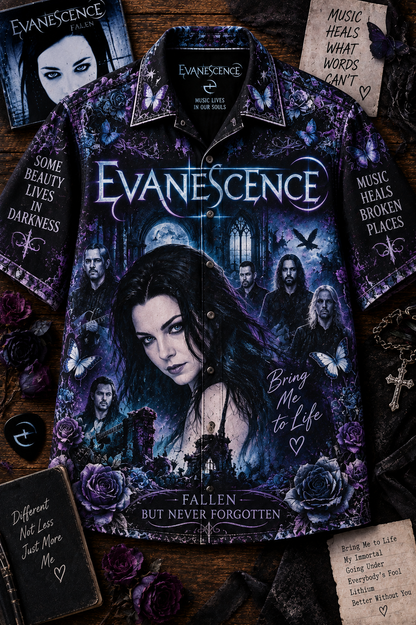 Evanescence Hawaiian Shirt – Fallen Gothic Rock Music Fan Gift