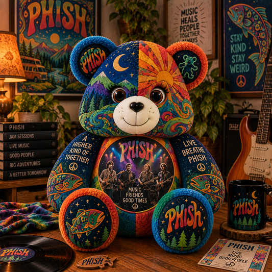 Phish Bear Custom Shaped Pillow – Psychedelic Jam Rock Music Fan Gift