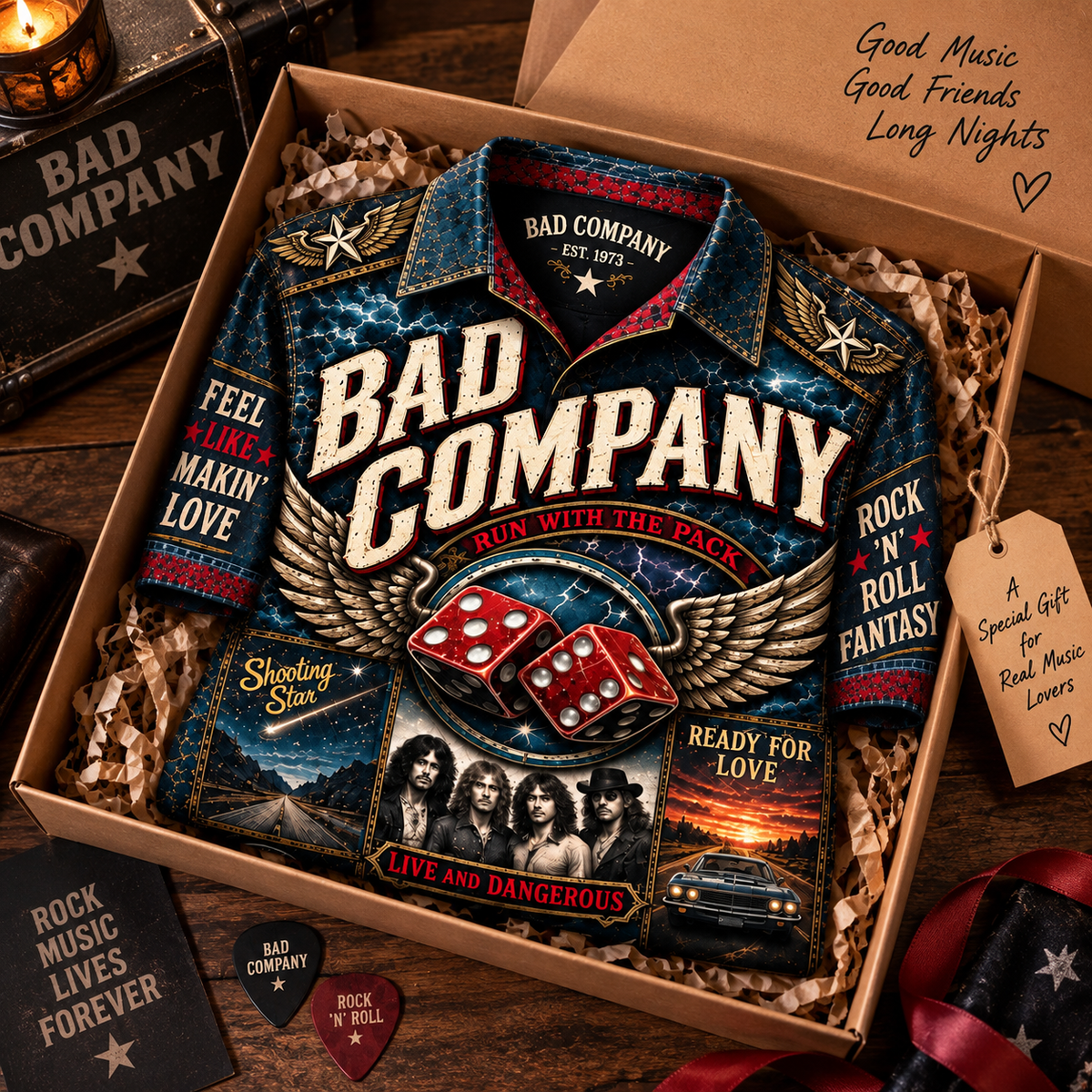 Bad Company Hawaiian Shirt – Classic Rock Music Fan Gift, Straight Shooter Vintage Rock Shirt