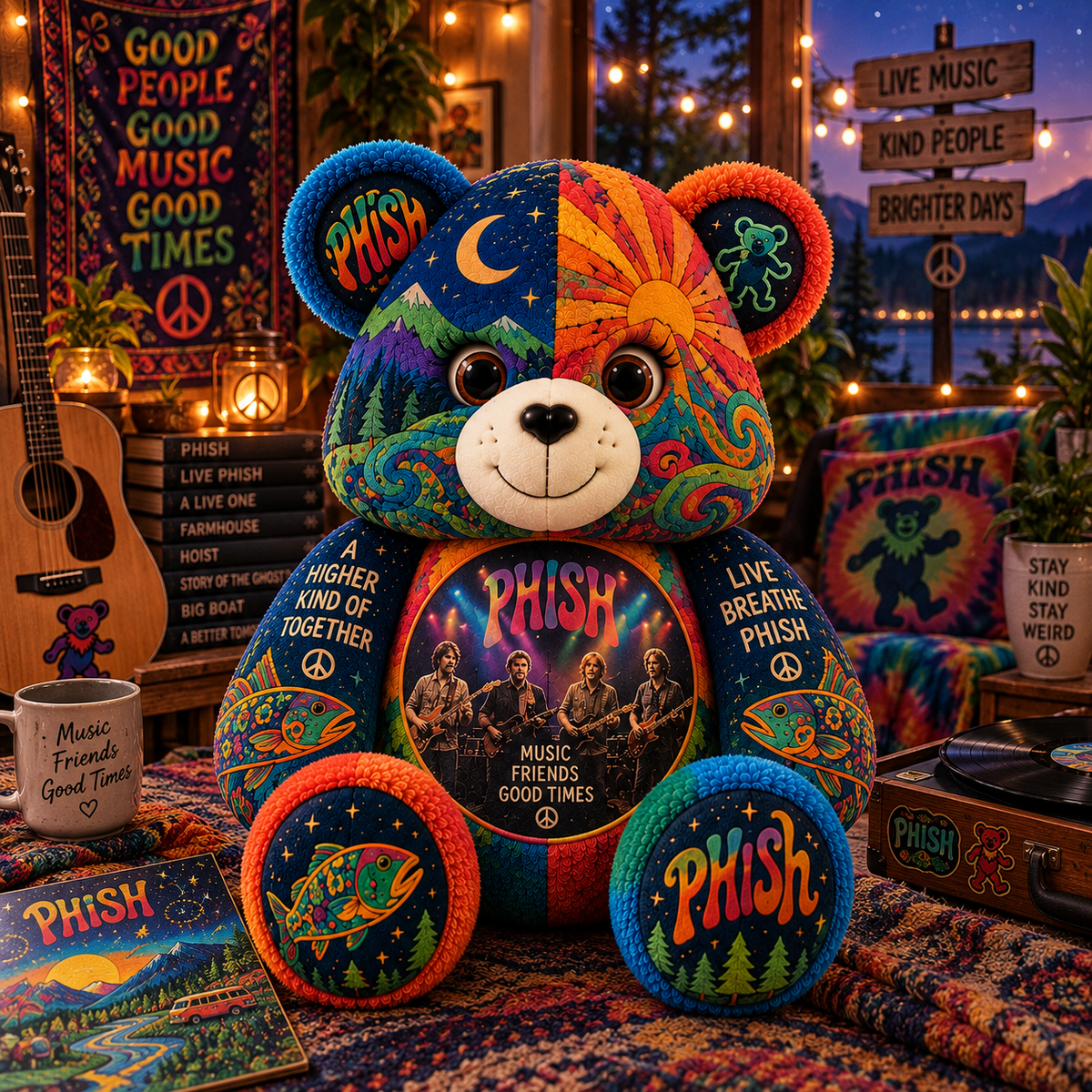 Phish Bear Custom Shaped Pillow – Psychedelic Jam Rock Music Fan Gift