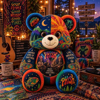 Phish Bear Custom Shaped Pillow – Psychedelic Jam Rock Music Fan Gift