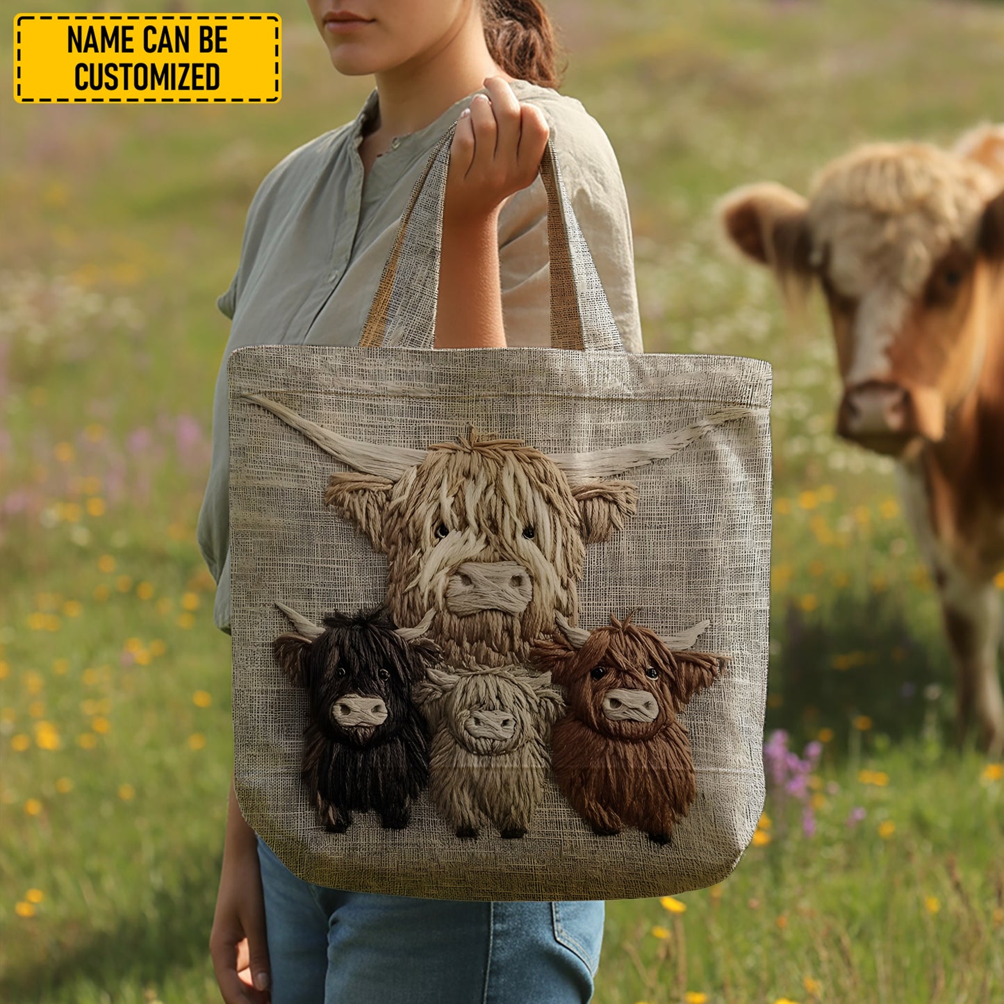 Rustic Charm – Highland Cow Tote Bag