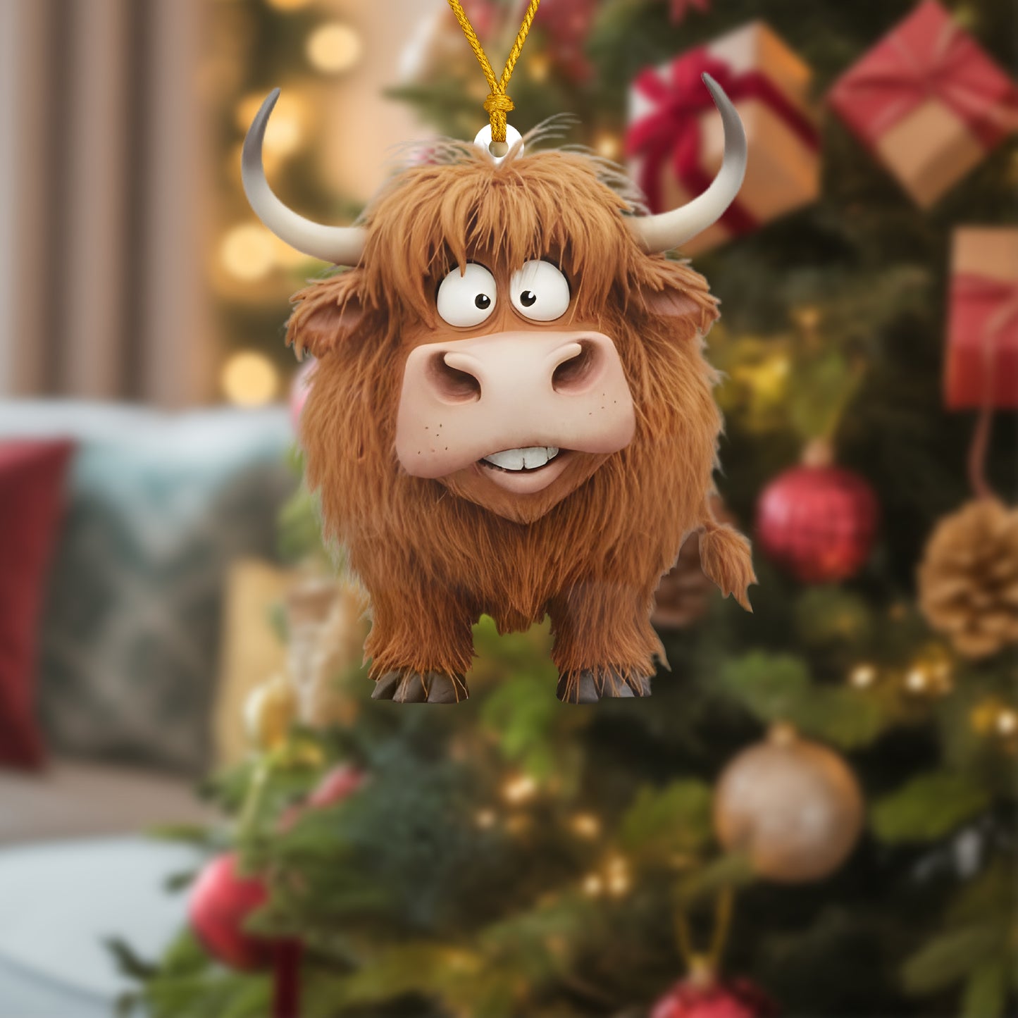 Moo-ry Christmas Cow Ornament