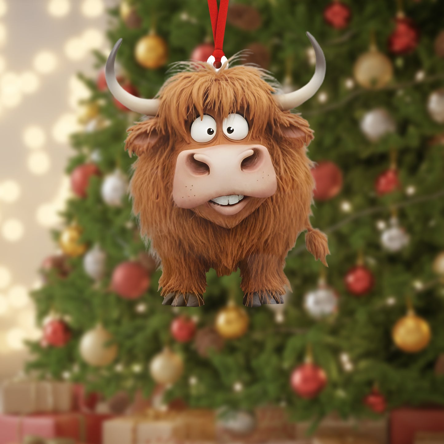 Moo-ry Christmas Cow Ornament