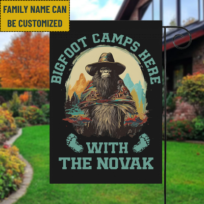 El Squatcho Bigfoot Camps Here - Personalized El Squatcho Bigfoot Garden Flag, House Flag