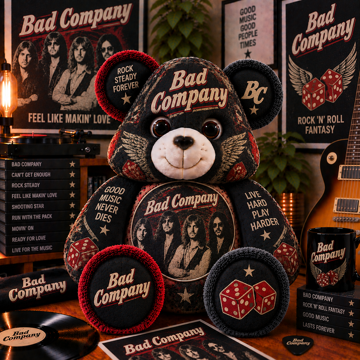 Bad Company Custom Shaped Bear Pillow – Classic Rock Music Inspired Gift for Fans