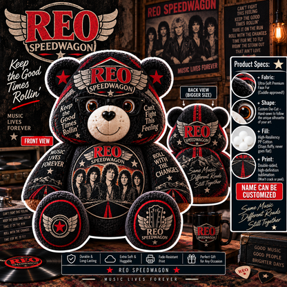 REO Speedwagon Custom Shaped Bear Pillow – Can’t Fight This Feeling Classic Rock Inspired Gift for REO Speedwagon Fans