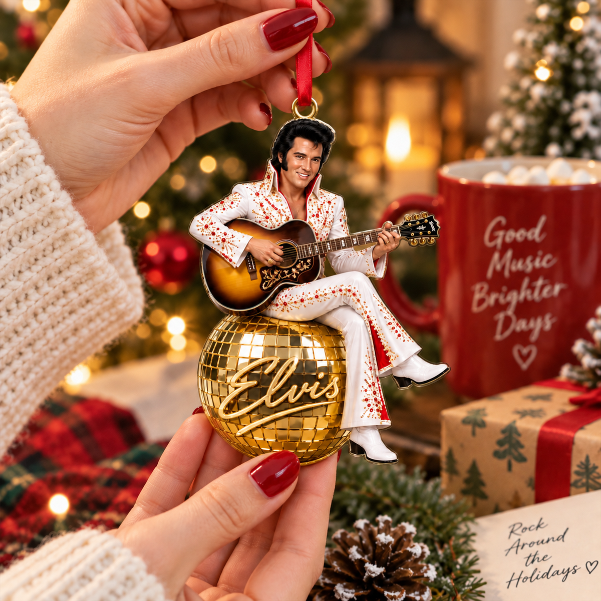Elvis Presley Brighter Christmas Rock N Roll Legend Ornament