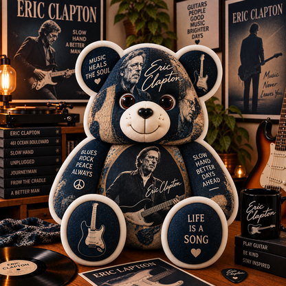 Eric Clapton Bear Custom Shaped Pillow – Slowhand Blues Rock Music Fan Gift