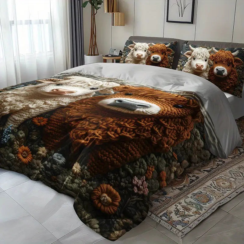 Highland Cow Pattern Bedding Set