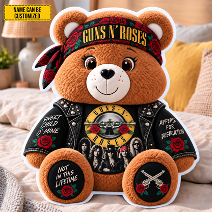 Guns N’ Roses Custom Shaped Bear Pillow – Rock Music Inspired Gift for Guns N’ Roses Fans