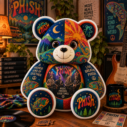 Phish Bear Custom Shaped Pillow – Psychedelic Jam Rock Music Fan Gift