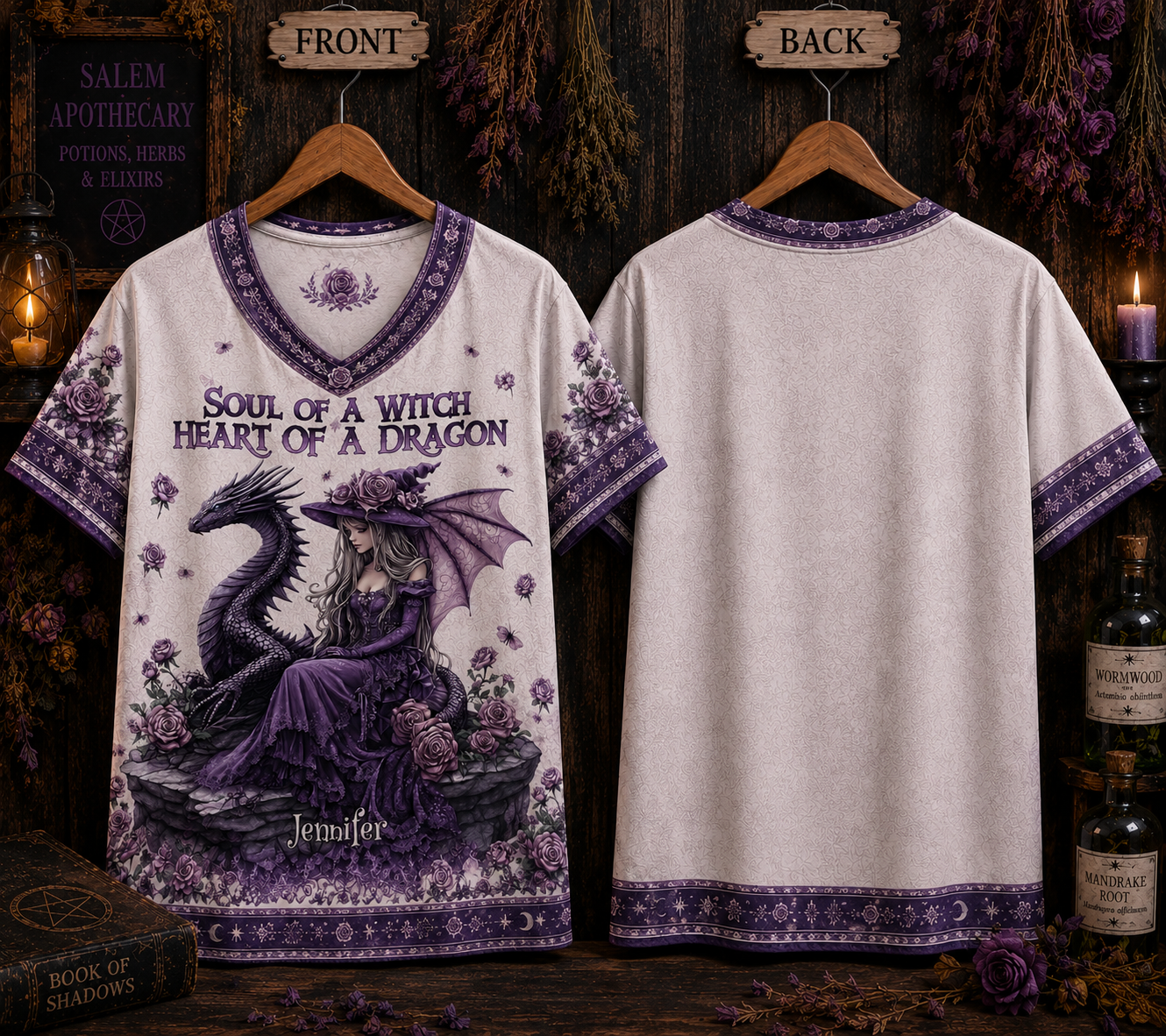 Soul Of A Witch Heart Of A Dragon All Over Print - Witchy Halloween Shirt