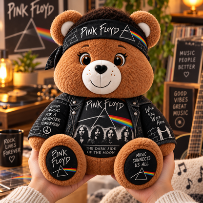 Pink Floyd Custom Shaped Bear Pillow – Classic Rock Music Inspired Gift for Fans