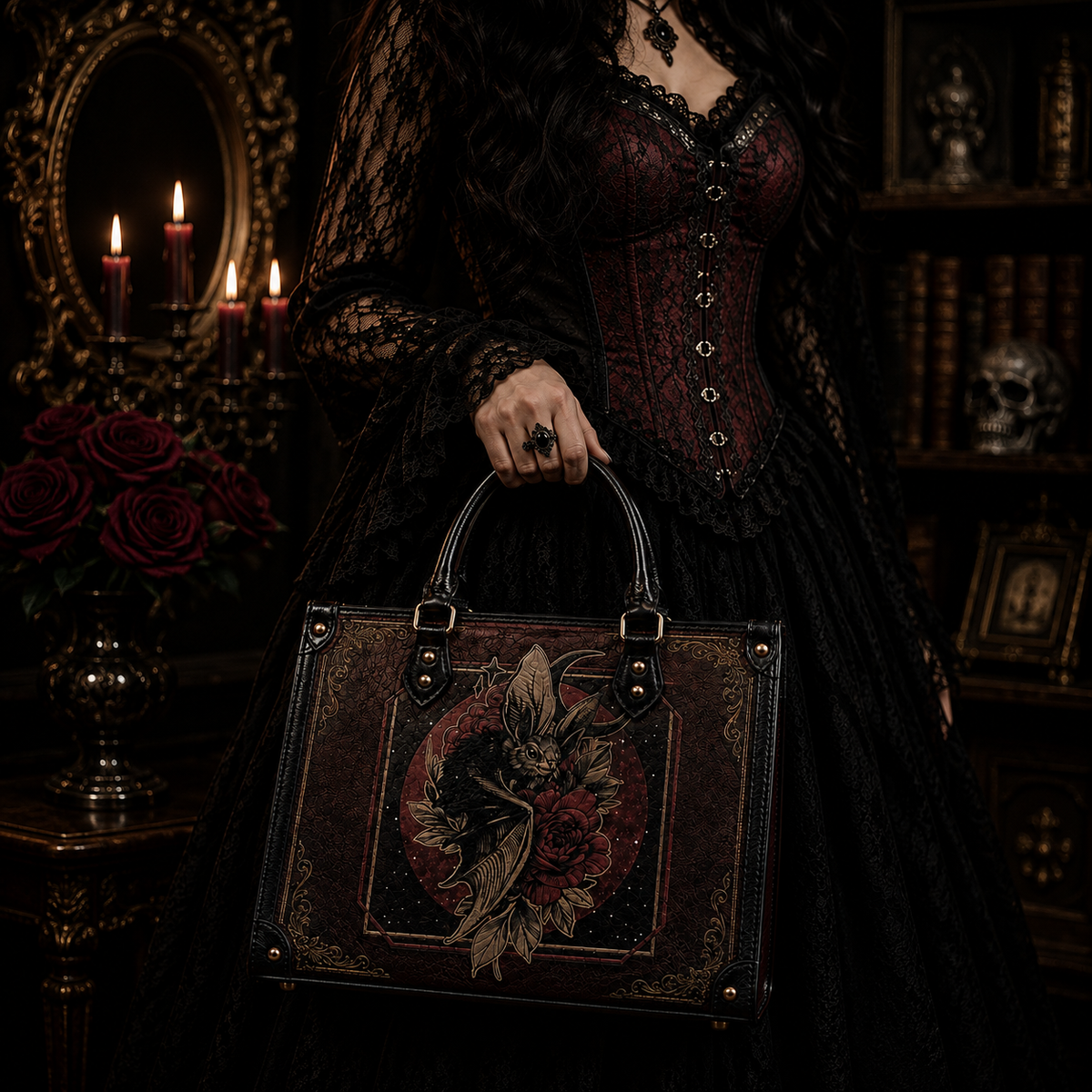 Gothic Bat Leather Handbag – The Perfect Gift for Dark Souls