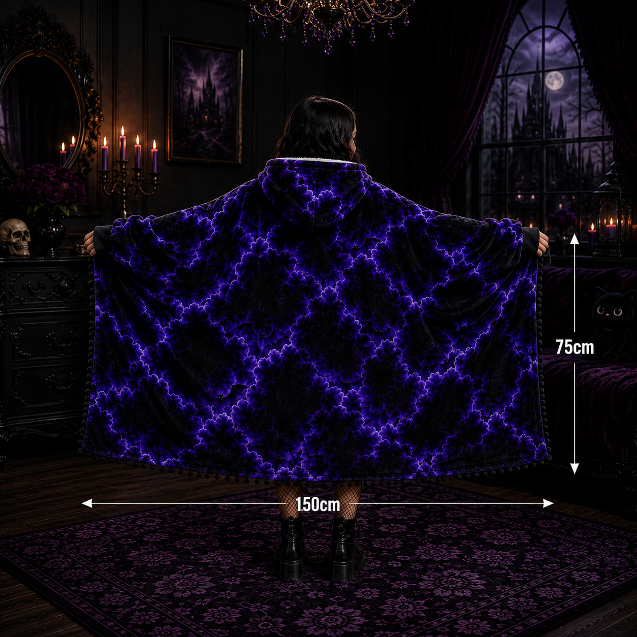 Purple Bat Blanket Hoodie – The Perfect Gift for Gothic Souls
