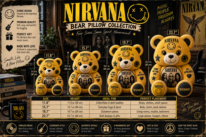 Nirvana Bear Custom Shaped Pillow – Rock Music Legend Gift