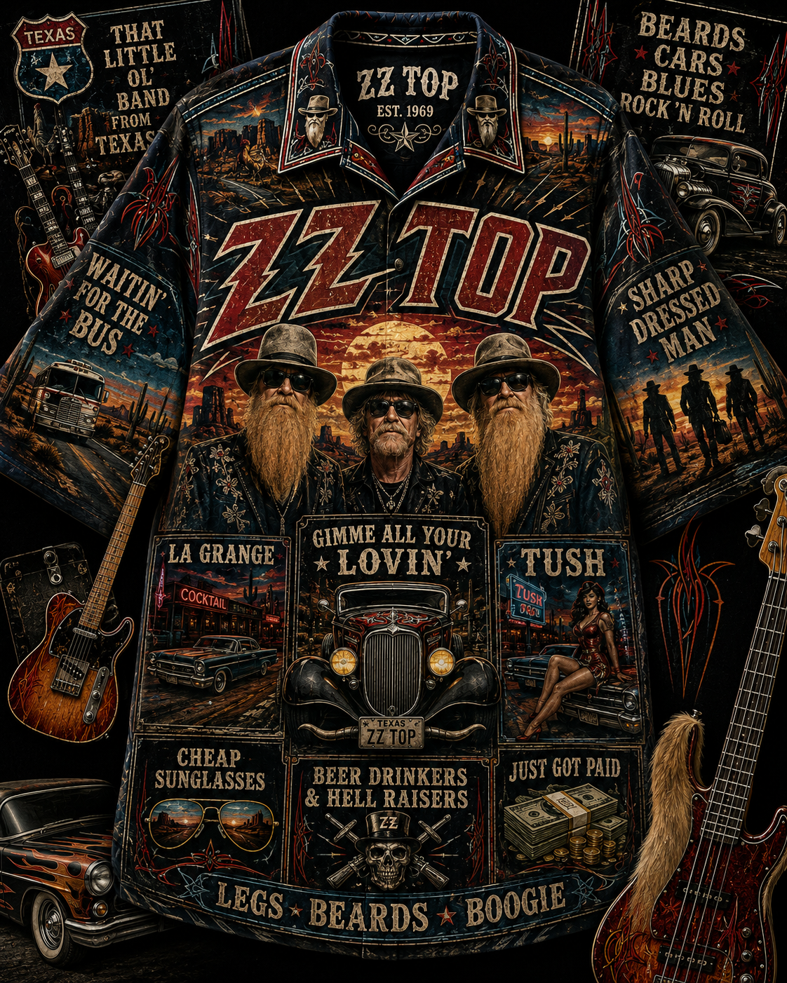ZZ Top Hawaiian Shirt - Vintage Music Fan Gift