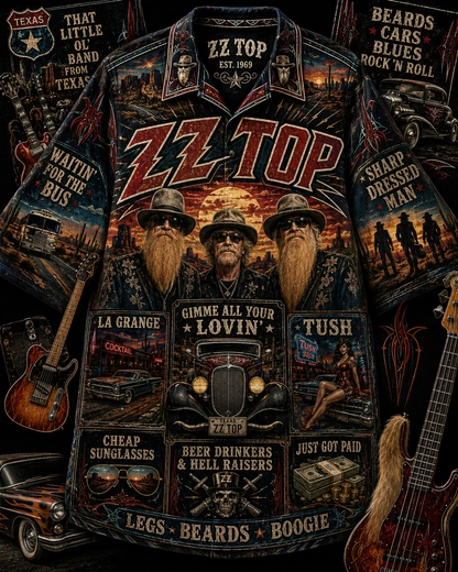 ZZ Top Hawaiian Shirt - Vintage Music Fan Gift