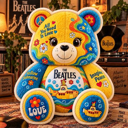 The Beatles Bear Custom Shaped Pillow – Gift for Beatles Fans & Music Lovers 2