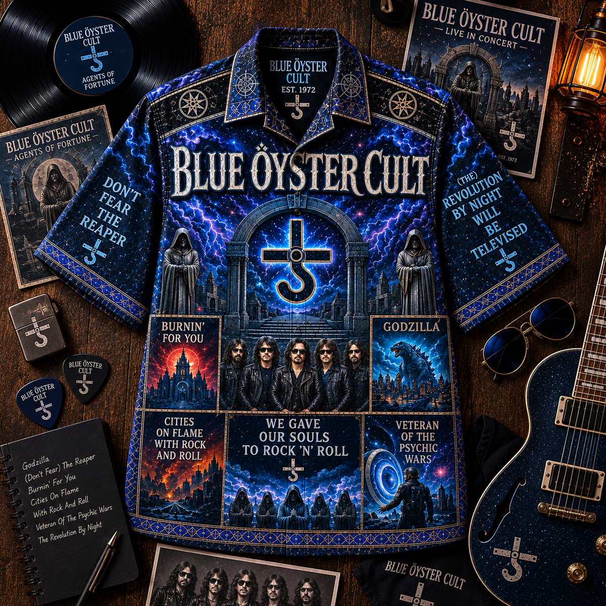 Blue Öyster Cult Hawaiian Shirt – Classic Rock Band All Over Print Shirt