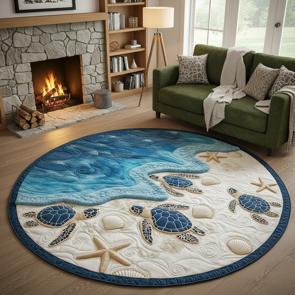 Beautiful Sea Turtle Round Mat