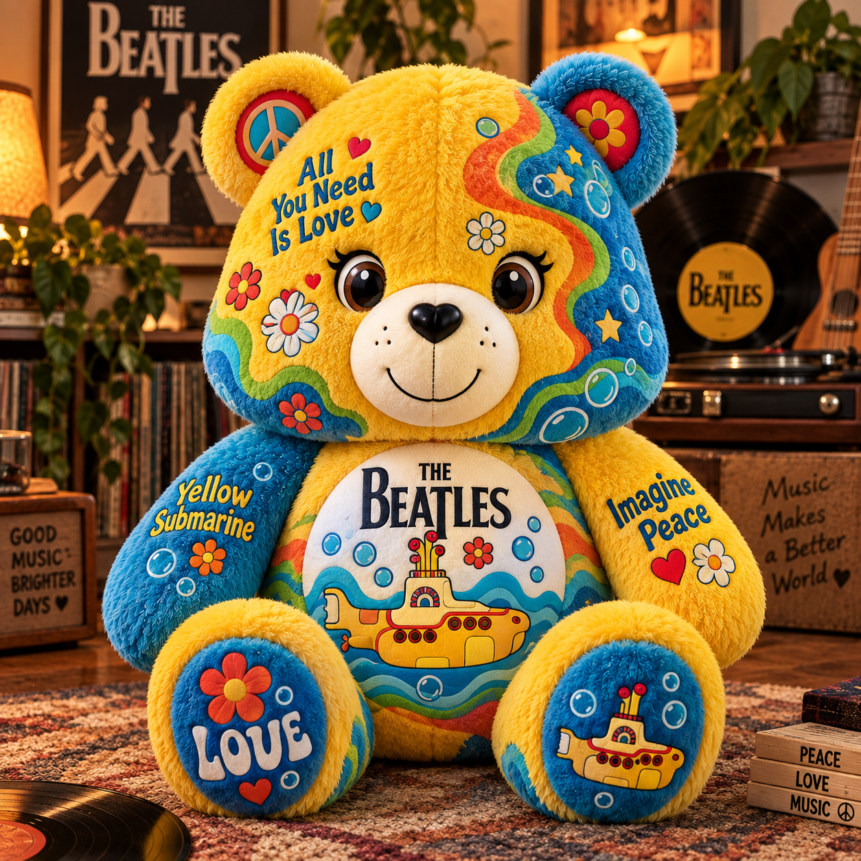 The Beatles Bear Custom Shaped Pillow – Gift for Beatles Fans & Music Lovers 2