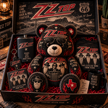 ZZ Top Bear Custom Shaped Pillow – Texas Blues Rock Music Fan Gift