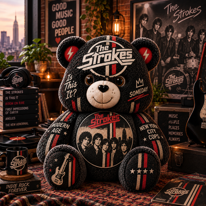 The Strokes Custom Shaped Bear Pillow – Indie Rock Music Inspired Gift for The Strokes Fans