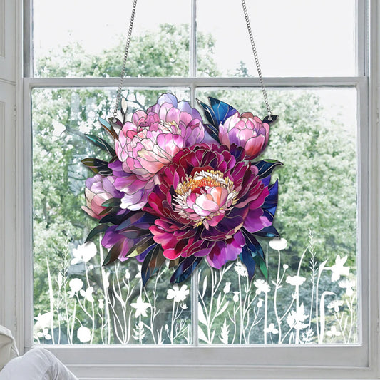 Peonies Flowers Acrylic Window Hanging