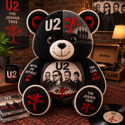 U2 Band Bear Custom Shaped Pillow – Rock Music Legend Gift