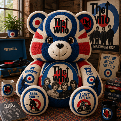 The Who Bear Custom Shaped Pillow –  Classic Rock Music Fan Gift