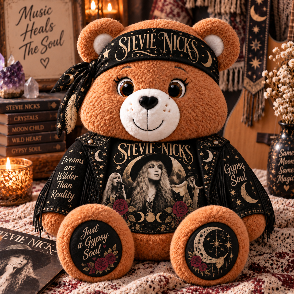 Stevie Nicks Custom Shaped Bear Pillow – Gypsy Soul & Classic Rock Inspired Gift for Stevie Nicks Fans