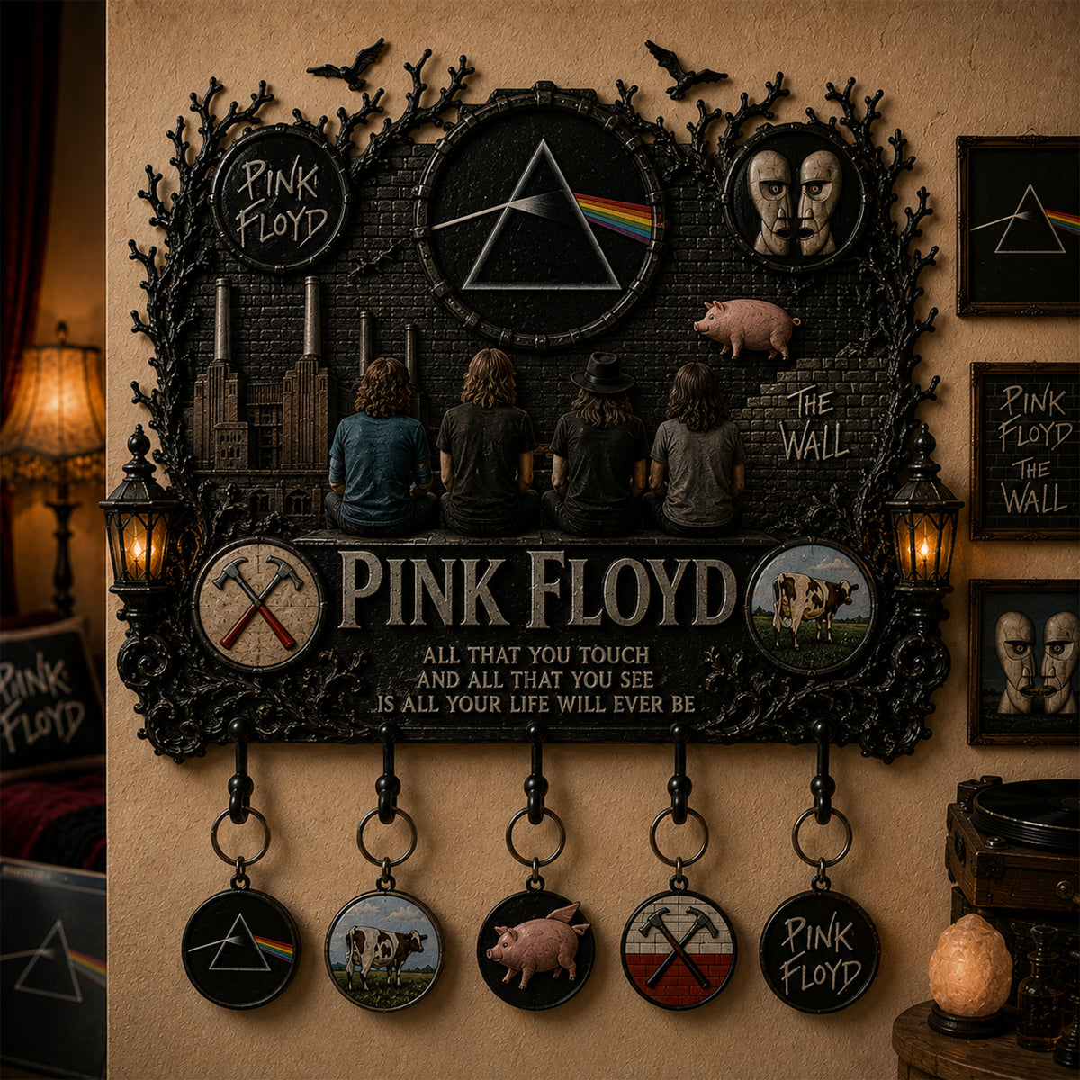 Pink Floyd Iconic Albums Wall Key Holder – Collectible Wall Key Holder Decor
