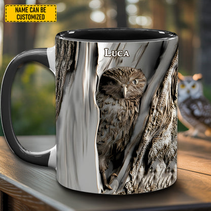 Personalized Owl In The Woods Accent Mug