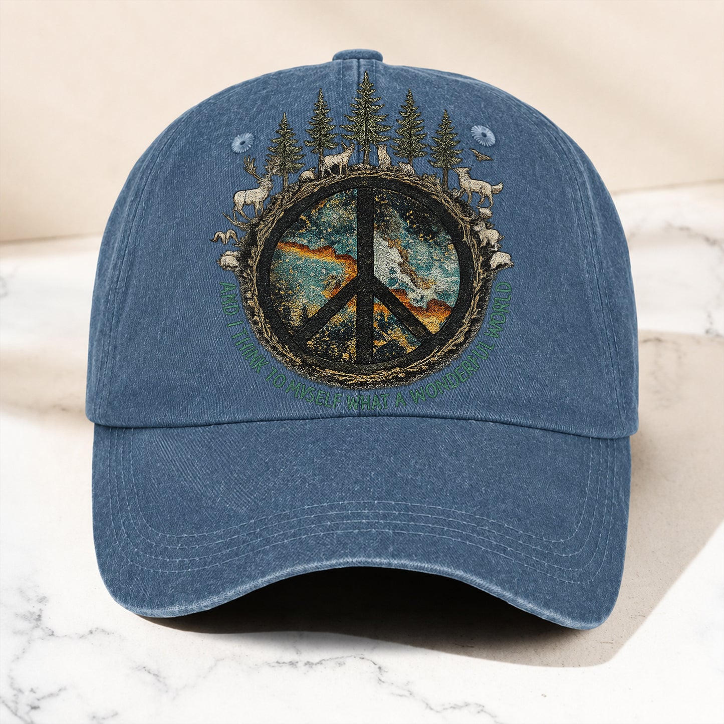 And I Think To Myself - Peace Classic Music Denim Cap