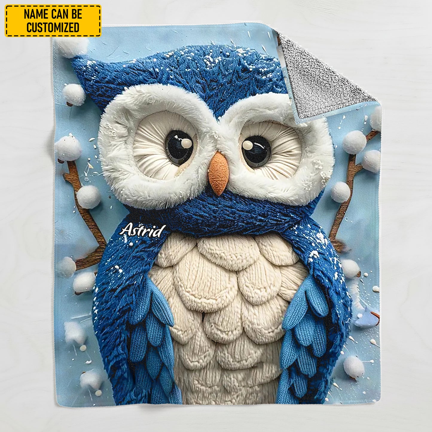 Personalized Winter Owl Blanket