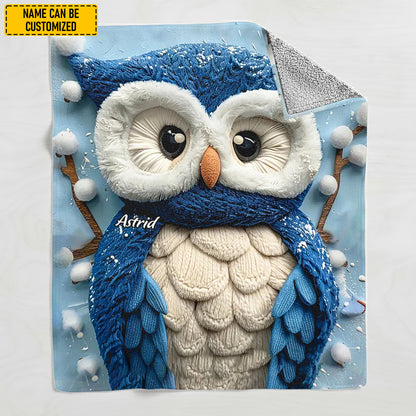 Personalized Winter Owl Blanket