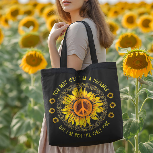You May Say I'm A Dreamer - Personalized Sunflower Tote Bag