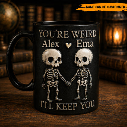 Personalized Skeleton Couple Black Mug