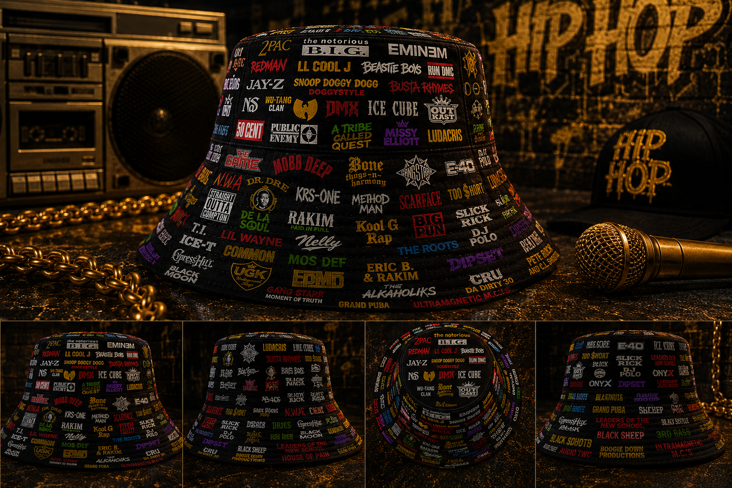 Classic Golden 80’s & 90’s Hip Hop All Over  Bucket Hat