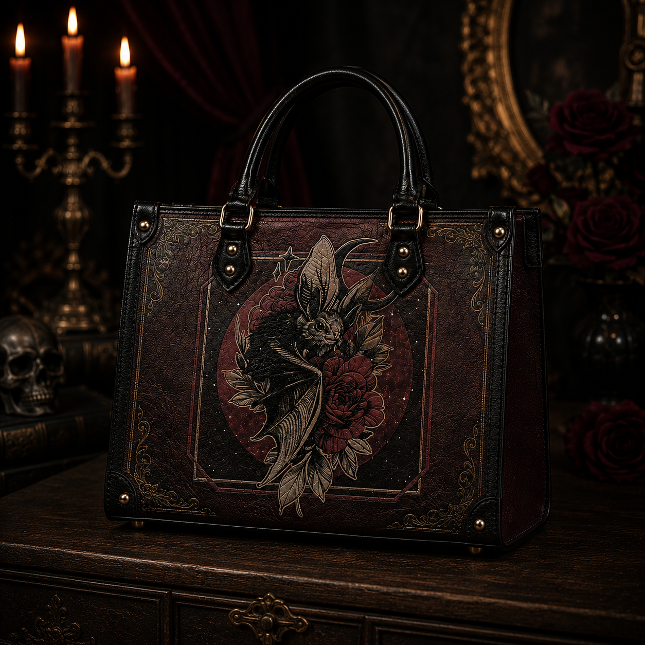 Gothic Bat Leather Handbag – The Perfect Gift for Dark Souls