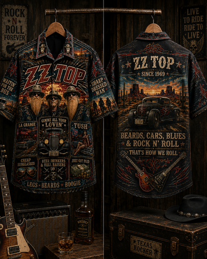 ZZ Top Hawaiian Shirt - Vintage Music Fan Gift