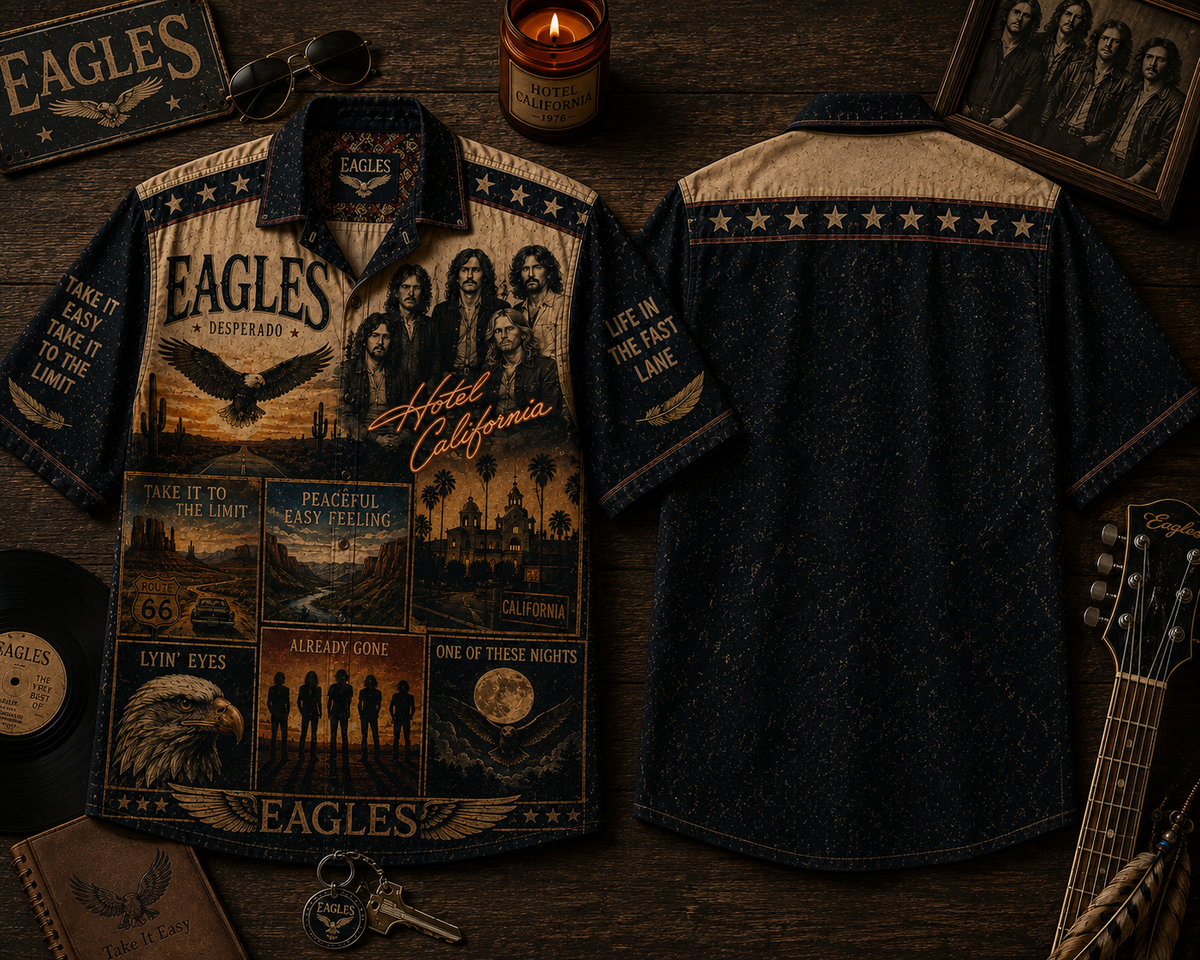 Eagles Hawaiian Shirt - Vintage Music Fan Gift