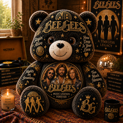 Bee Gees Bear Custom Shaped Pillow – Disco Music Fan Gift
